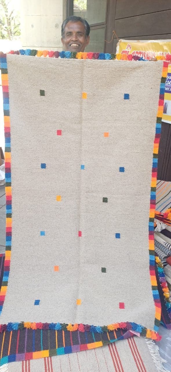 Dhurrie with dotted squares